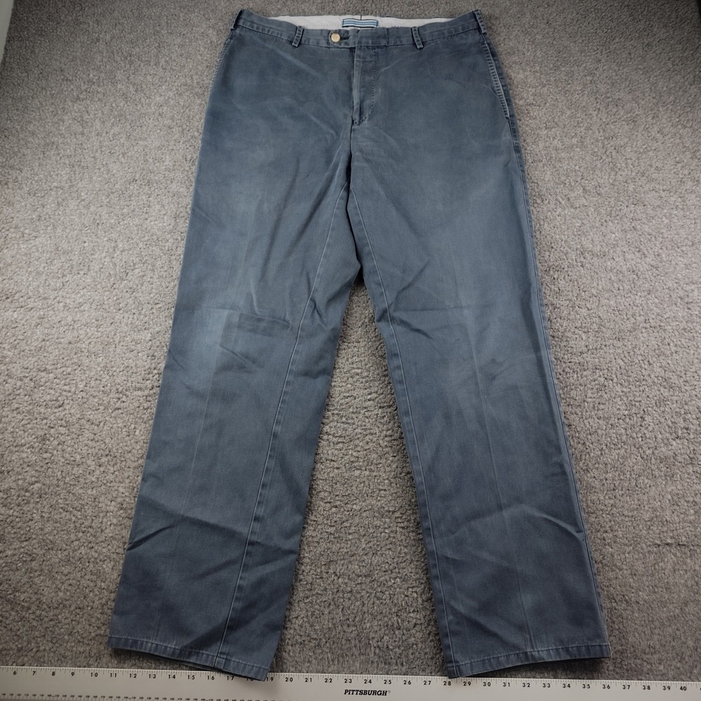 Peter Millar Pima Cotton Chino Pants Mens 34 Flat Front Blue Faded